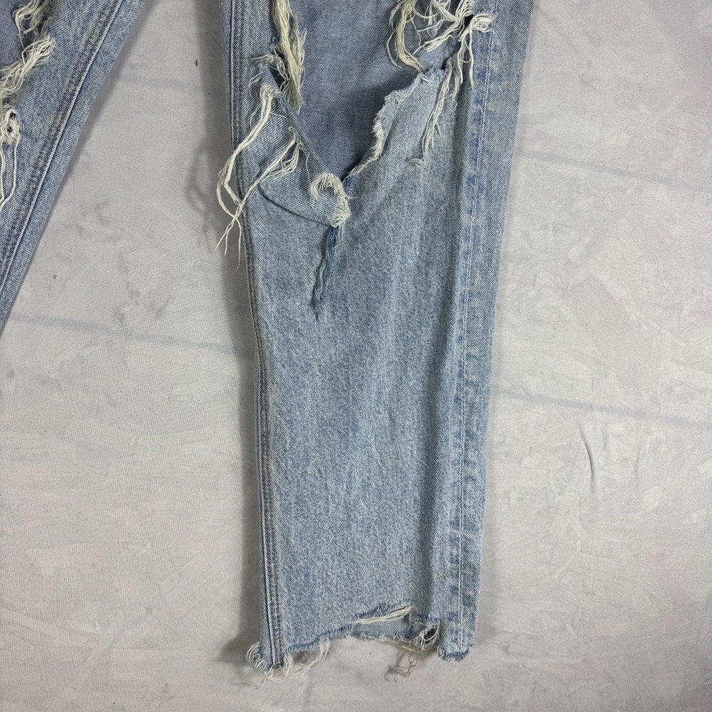 American Eagle Strigid Womens Mom Jeans Light Blue Distressed‎ Shredded Knee 14 - Picture 7 of 16